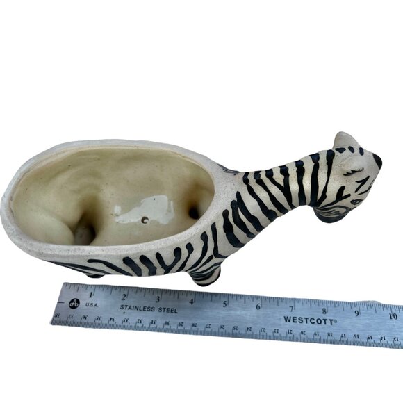 Handcrafted Anthropology Retired Zebra Ceramic Planter by Leah Reena Goren GUC - Picture 9 of 11